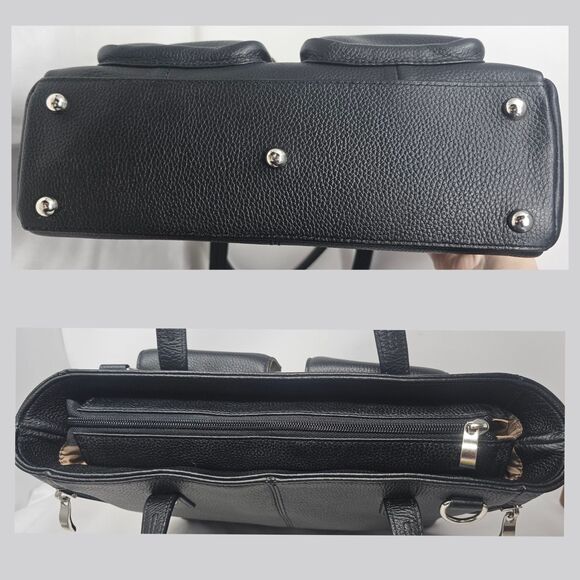 Gun Tote'n Mamas Cargo Pocket Black Leather Conceal Carry Tote Bag Turn Locks - Picture 11 of 16